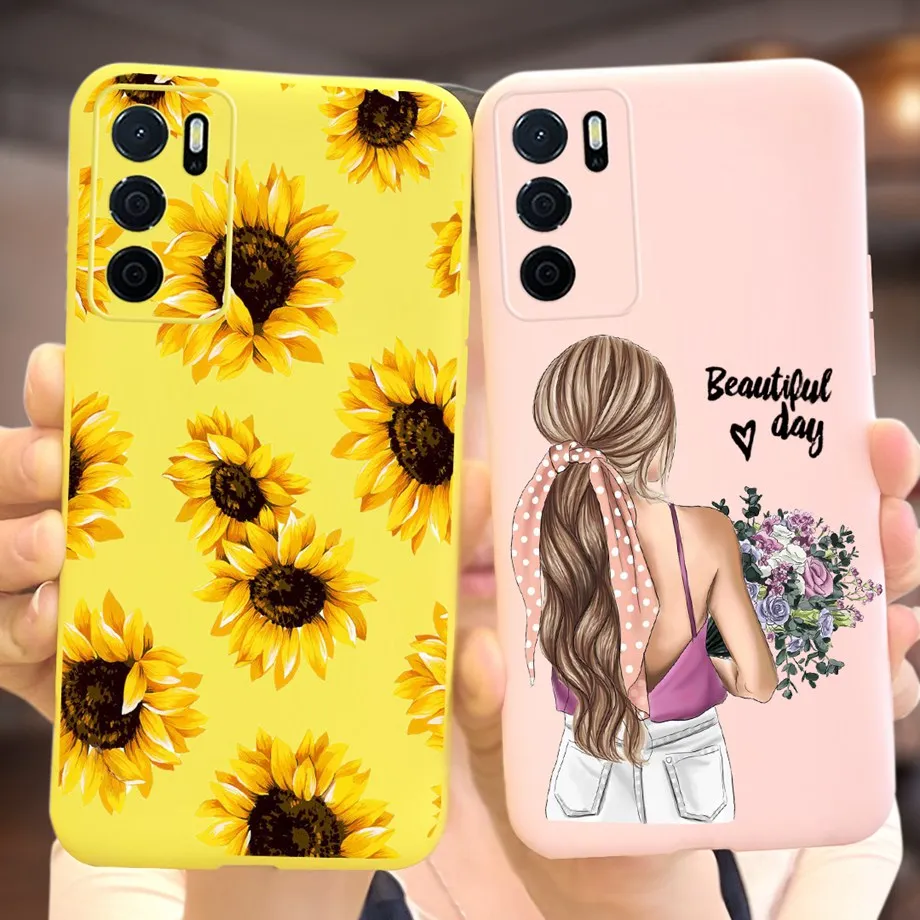 Phone Cases For Oppo A54s 4G Beautiful Girl Flowers Back Coque Bumper For OppoA54s A 54s Oppo CPH2273 Soft Matte Silicone Bags