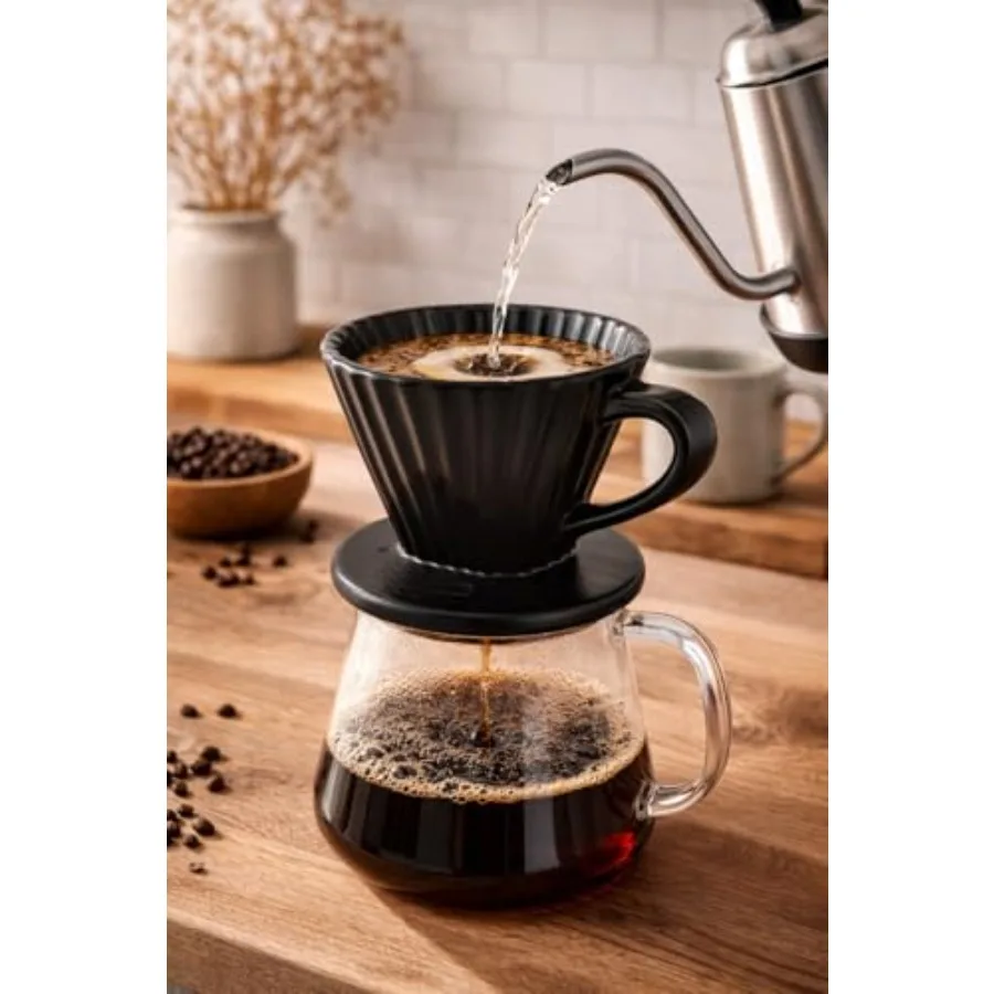 Lotus ceramic pour over coffee dripper, 8 oz