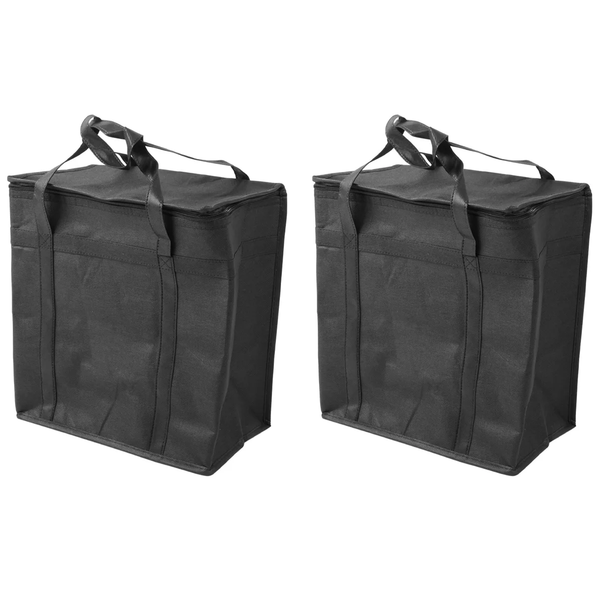 2 Pack Insulated Reusable Grocery Bag Food Delivery Bag with Dual Zipper