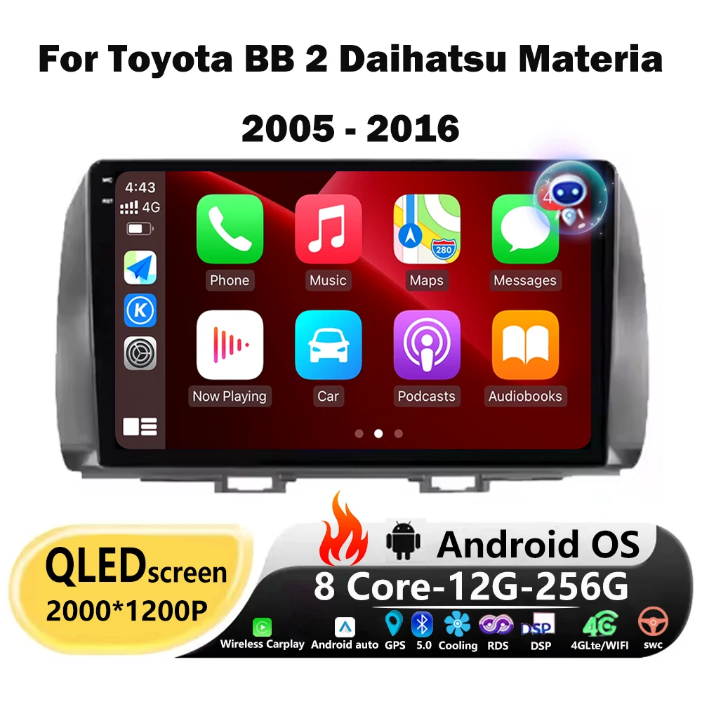 

Android Auto For Toyota BB 2 Daihatsu Materia 2005-2016 Car Radio Multimedia Video Player GPS Navigation Stereo 4G WIFI Carplay