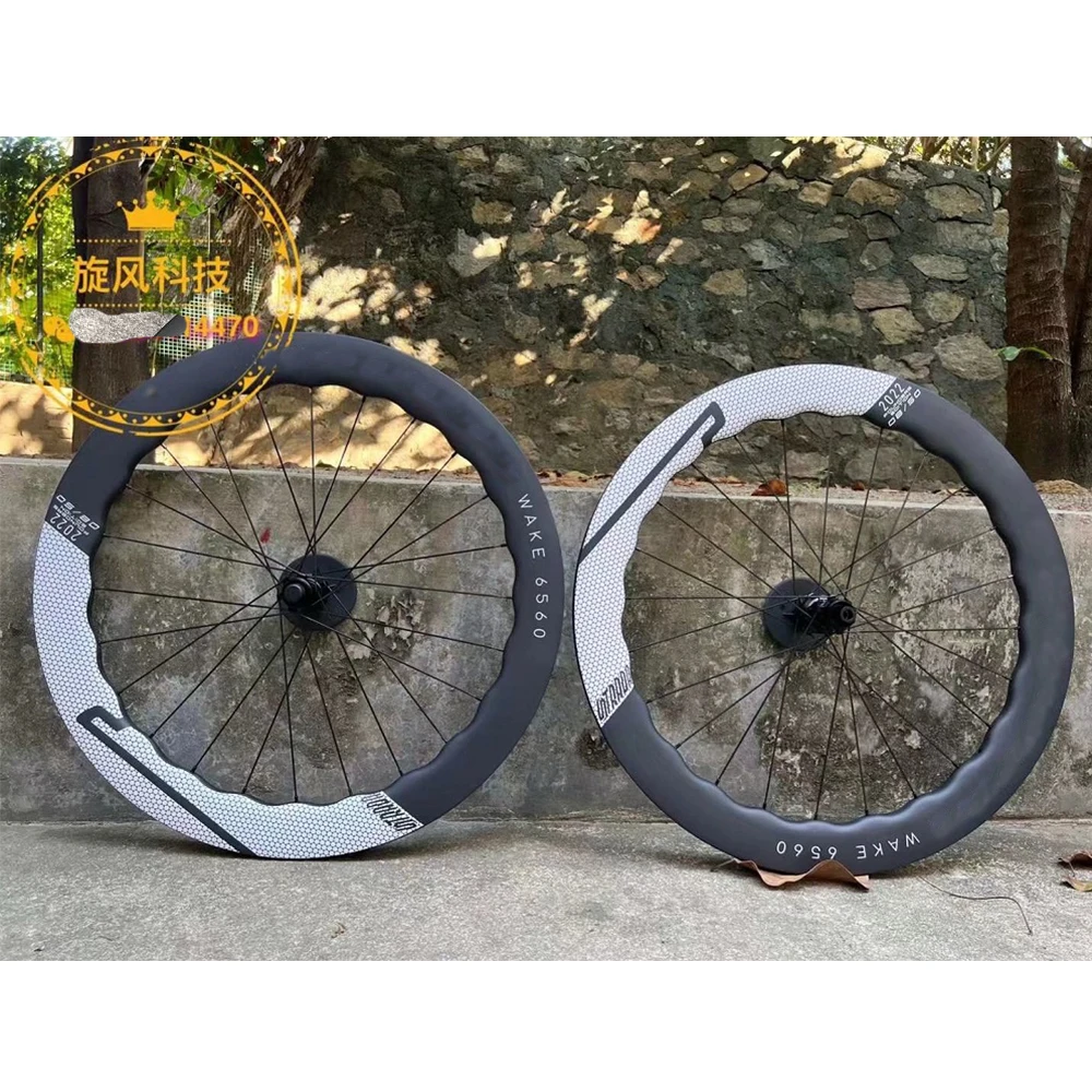 700C 6560 Carbon Bicycle road Wheels Ceramic Ratcher Disc Hub Light Carbon Clincher Tubless Disc Road Bicycle Wheelset Black