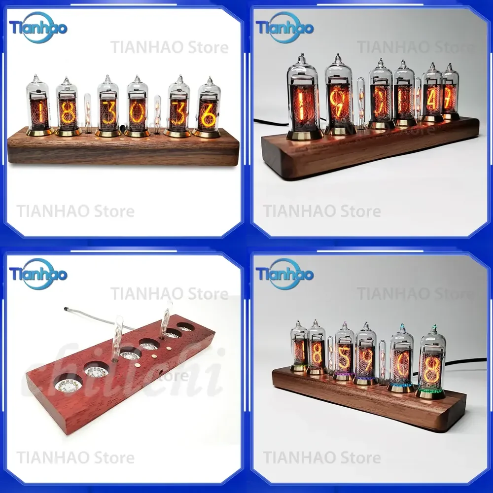 IN-14 Nixie Tube Clock for Former Soviet Glow Tube Clock Electronic Tube Clock with Dial and Plug Bluetooth Control and Touch