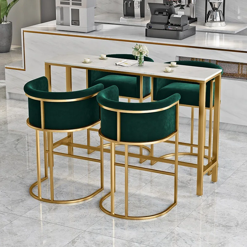 Honeycomb U-shaped Upholstered Coffee Kitchen Chair Velvet Living Room Bar Stools Luxury Gold Metal Hotel Bar Stool Chairs