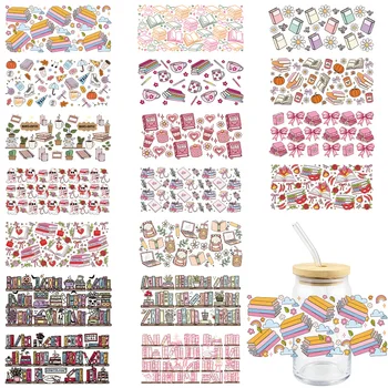 3D UV DTF Wrap Transfer Stickers Cartoon Boeken Ontwerp Waterdichte DTF Wrap Voor Glazen Kopjes Mokken Flessen DIY Kleurrijke Sticker