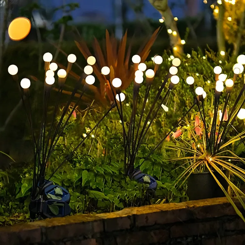 Solar Firefly Lights Outdoor Waterproof LED Garden Lawn Lamp Solar Swaying Sunlight Powered Landscape Courtyard Patio Decoration