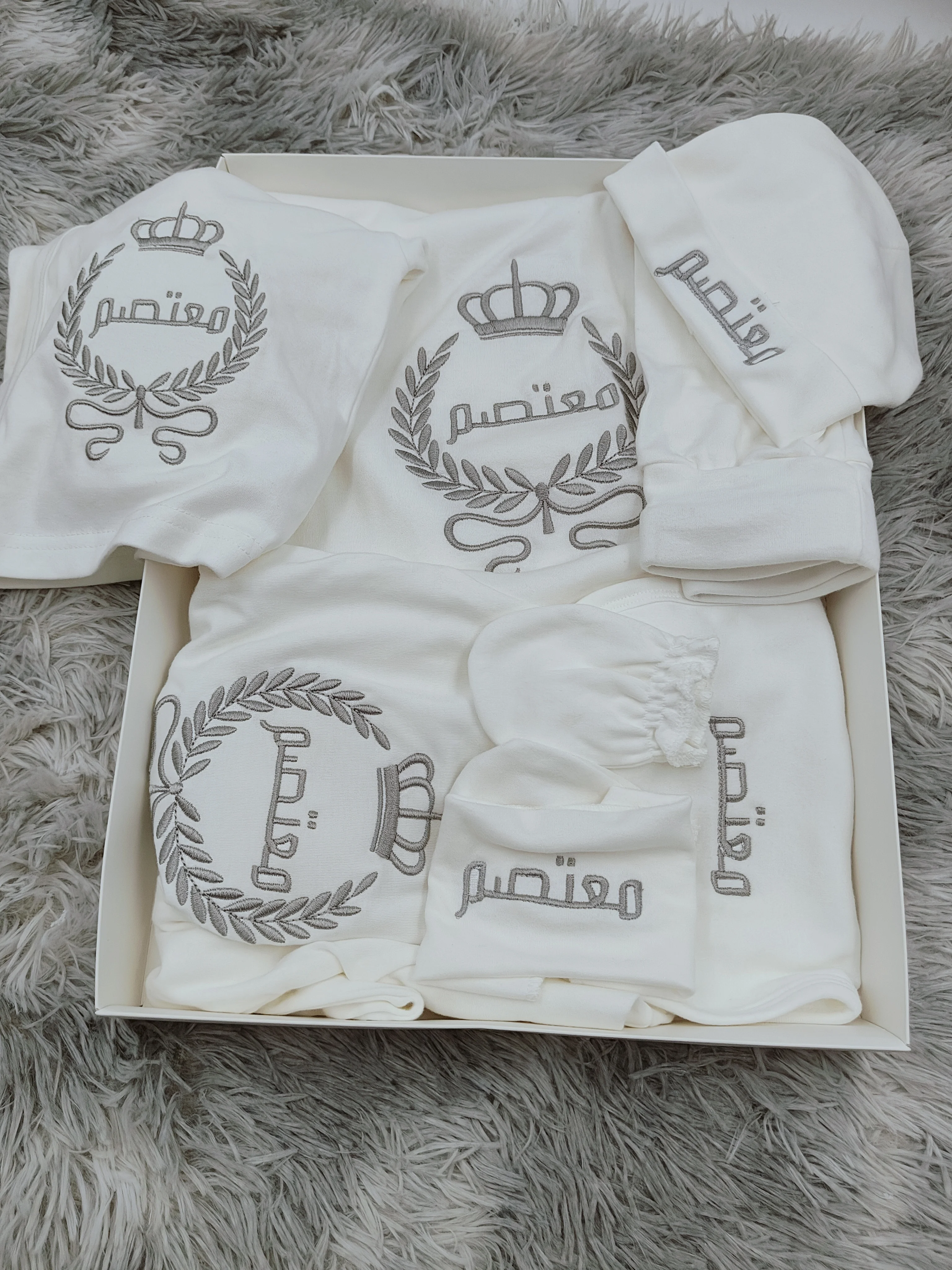 Baby Crawling Outfit Silver Crown Embroidery Cotton Romper Soft Breathable Newborn 0-6 Months Cute Home Wear