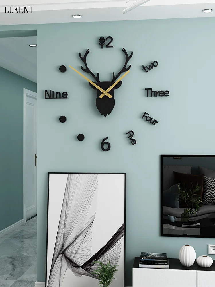 Nordic Punch-free Clock Wall Clock Creative DIY Clock Living Room Home Fashion Personality Simple Decoration