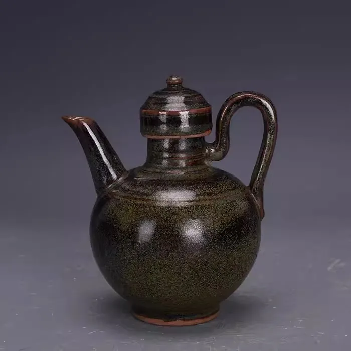 Chinese Tea Dust Glaze Porcelain Flagon Wine Pot Teapot Song Yue Kiln 6.3 inch