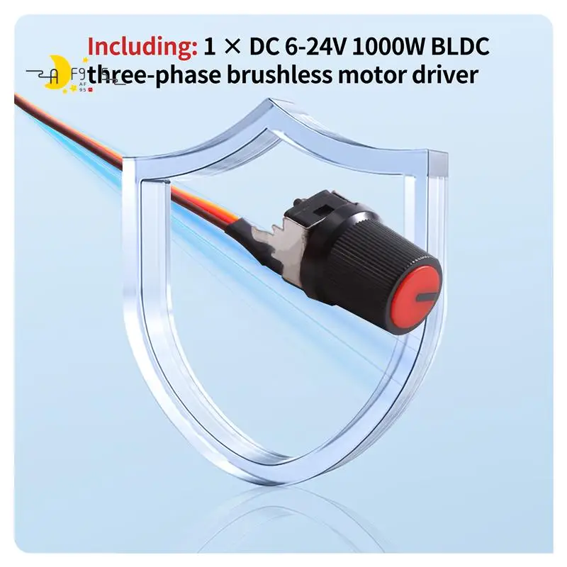 

AF95-DC6-24V 1000W BLDC 3 Phase DC Brushless Motor Driver Hallless DC Motor Drive Board Speed Controller Regulator