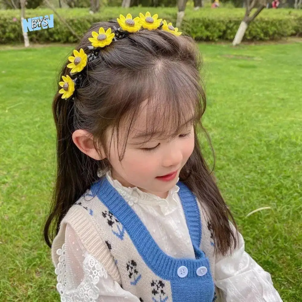 

Korean Double Bangs Hairpin Hairband Colorful Flower Braided Children's Wave Hair Hoop Princess Kawaii Kids Teeth Headband Girls
