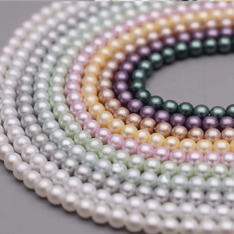 New4 6 8mm Round Crystal Glass Beads Matte Imitation Pearl Color Loose Spacer Beads for Jewelry Making DIY Necklace