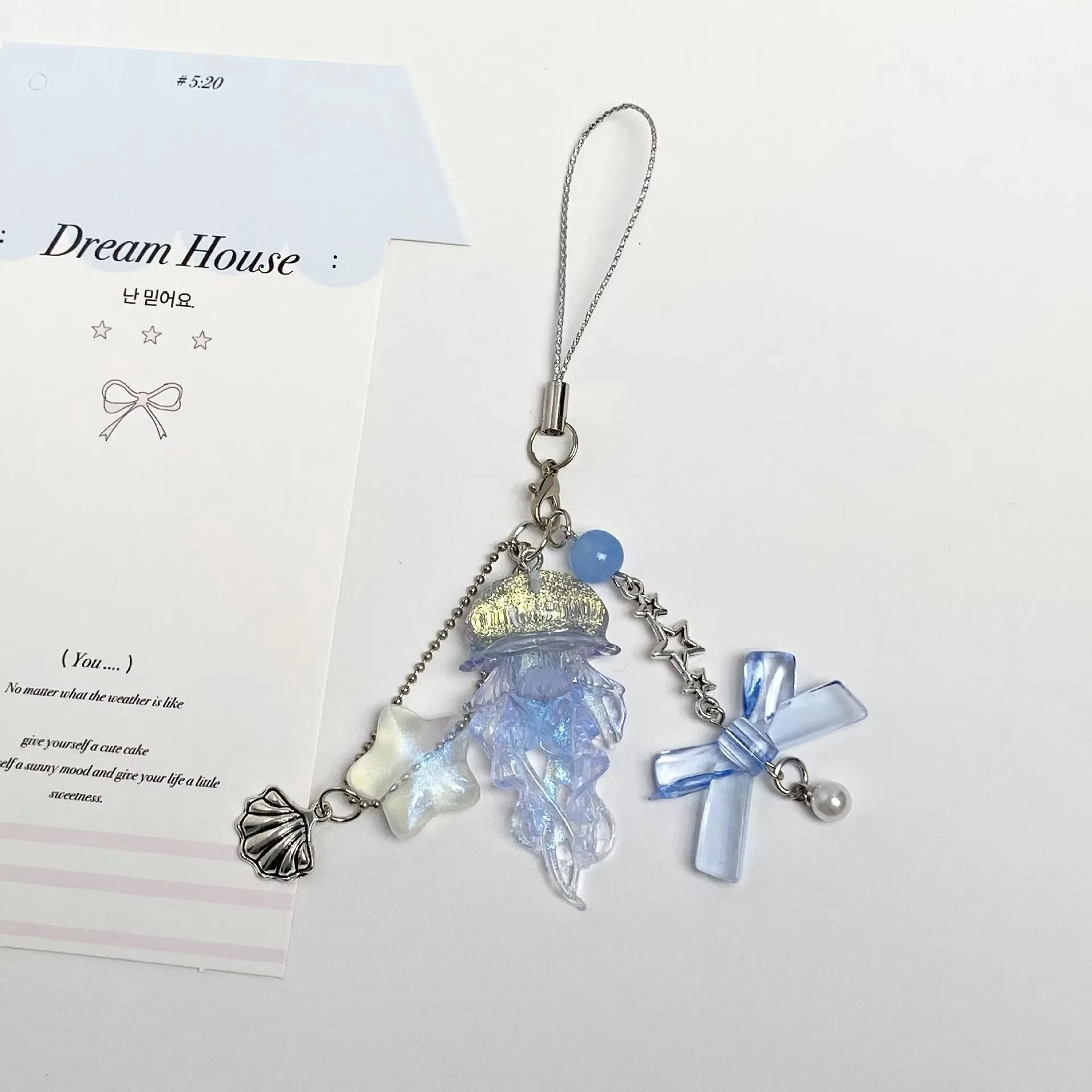 Jellyfish Phone Strap Korean Style Short Marine Life Keychain Lanyard For iPhone Case Decoration Pendant Friend Gift