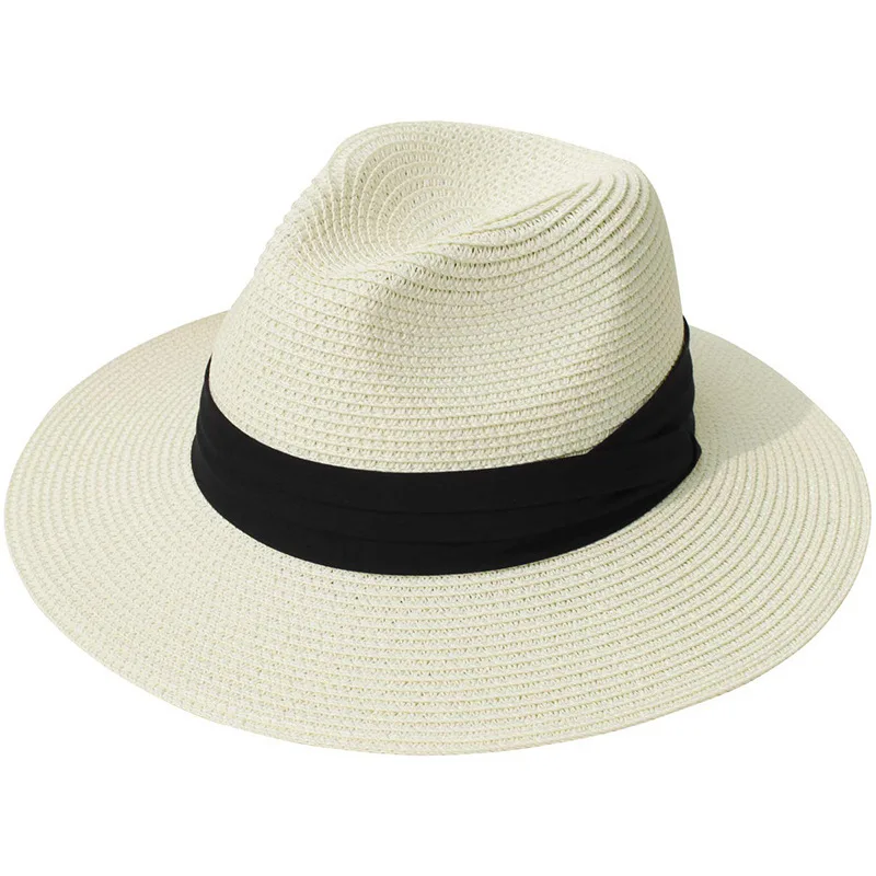 Sombrero de Panamá clásico ajustable hecho a mano para hombre y mujer, sombrero de paja con protección UV para playa