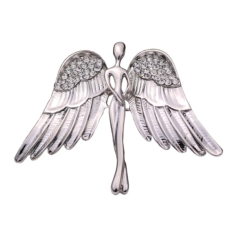 Exquisite Angel Wings Goddess Brooch Men's and Women's Suit Dress Badge Pin Prom Party Clothing Accessories