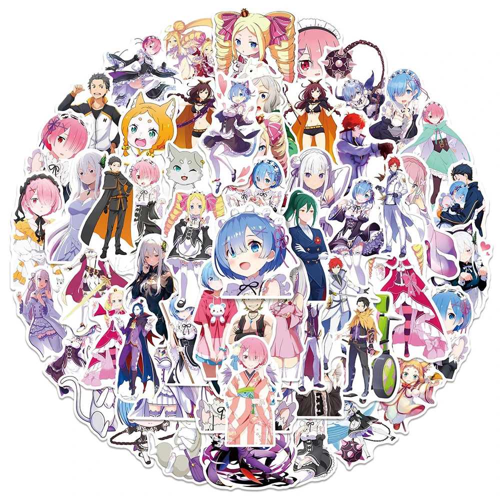 Autocollants d'anime Re:Life in a Different World From Zero, 10/30/50 pièces, autocollants mignons Rem, pour bricolage, guitare, bagages, journal, autocollants d'anime classiques