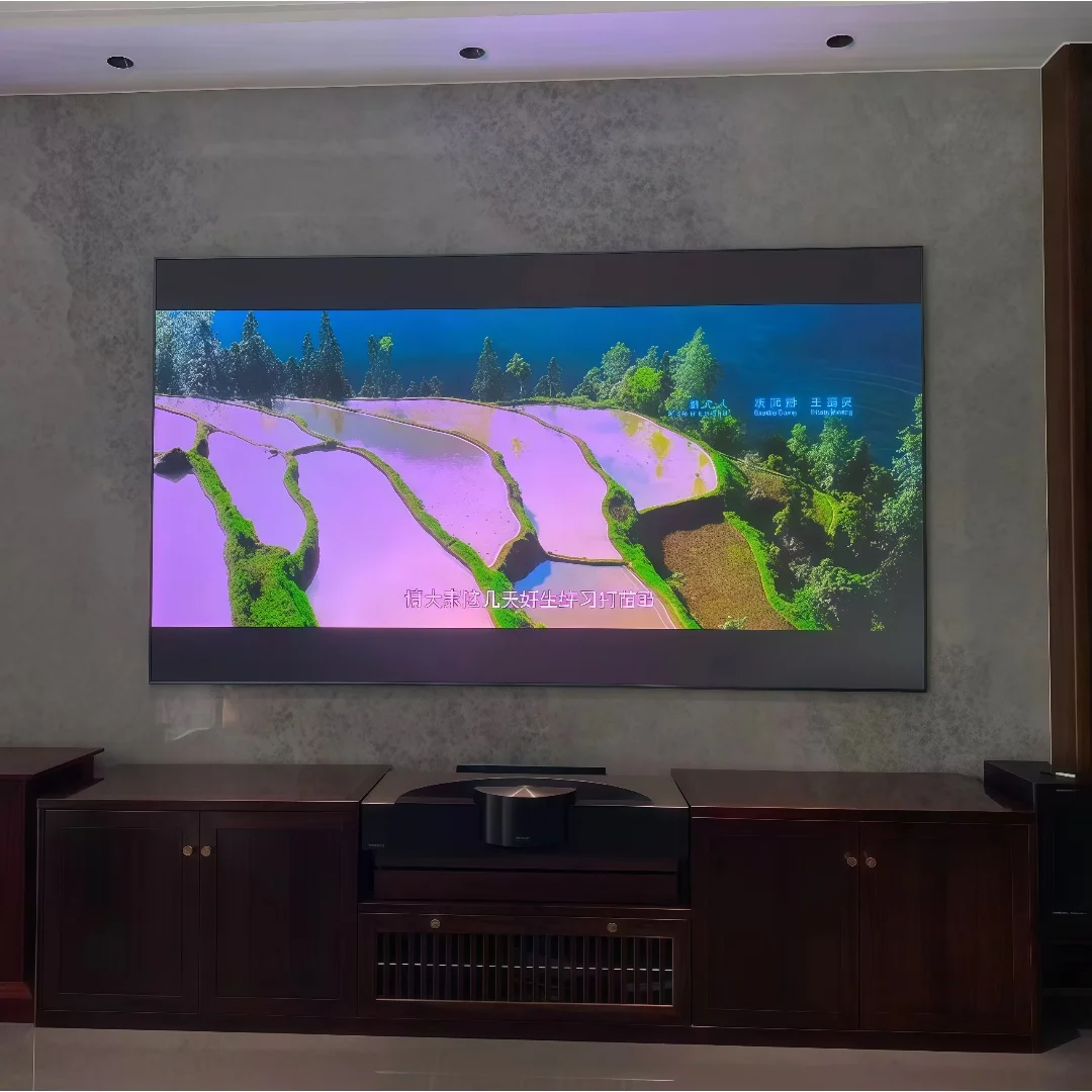 2026 New 100'' 150'' 16:9 8K/4K Optical ALR Ambient Light Rejection Fixed Frame Fresnel Screen For Standard/Long Throw Projector