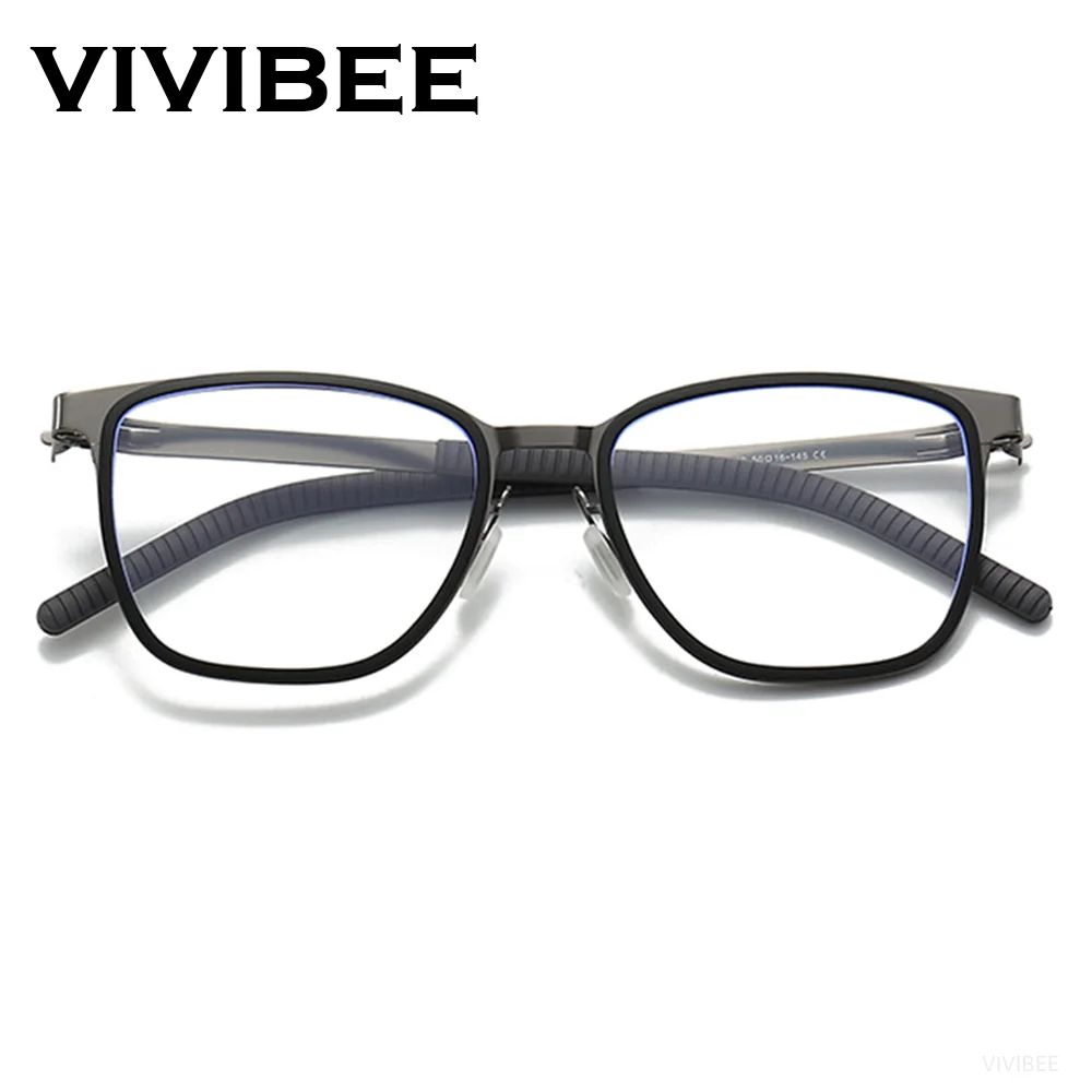 VIVIBEE Square Blue Light Blocking Glasses Men High Quality Frame Bluelight Filter Eyeglasses Light Weight UV400 Womeneyewear