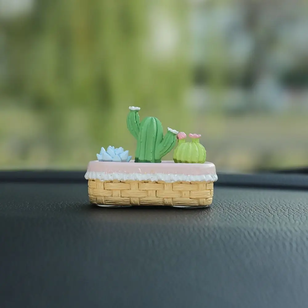 Cute Flower Pot Car Interior Ornaments Resin Cartoon Desktop Ornament Creative Car Center Console Decoration