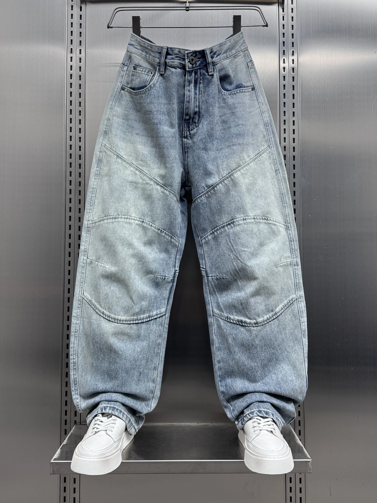 

Waed American Retro Patchwork Men's Jeans Spring New Sle Loose Straight Knife Pants High Street Trend Brand