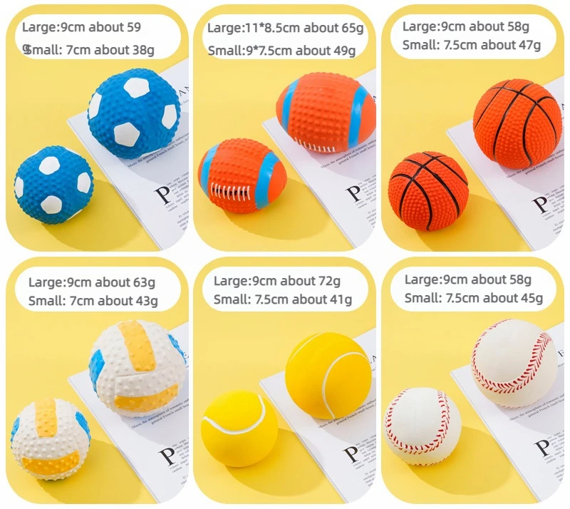 Quietschende Gummispielzeuge für Hunde, Latex-Kauspielzeug für Welpen, Geräuschspielzeug, Bissfester Tierball, Haustierbedarf für kleine, mittelgroße und große Hunde – Detail 2
