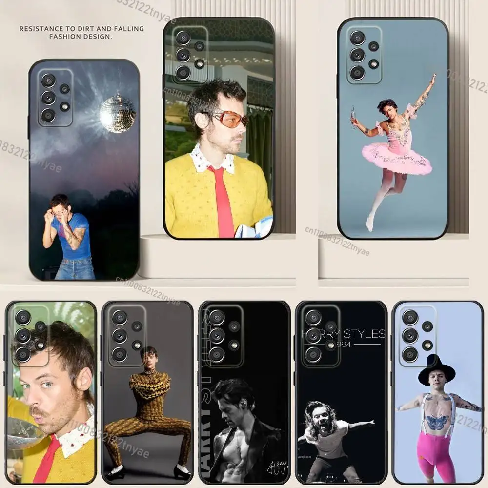 S-Styles H-Harry Phone Case For Samsung S24,21,22,23,30,Ultra,20,Plus,Note,10,9,Black soft silicone case