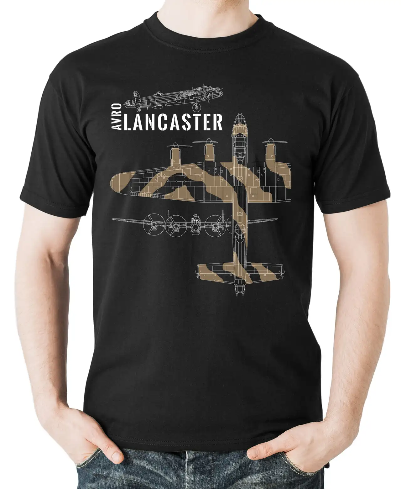 WWII RAF Avro Lancaster Heavy Bomber T-Shirt 100% Cotton O-Neck Short Sleeve Casual Mens T-shirt Size S-3XL