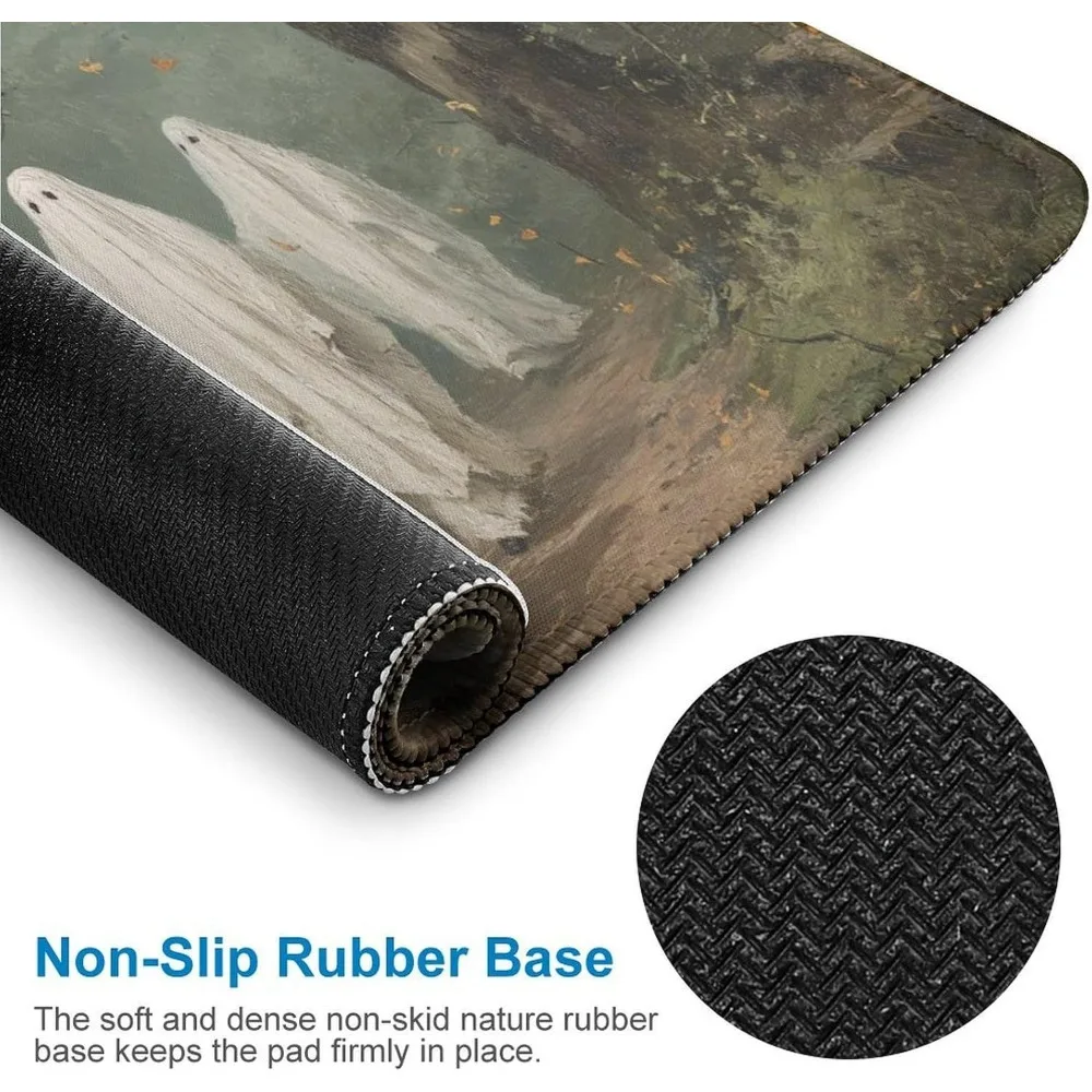Antique-Style Ghosts Stroll Woodland Mouse Mat for Office and Laptop Desk with Grippy Rubber Base