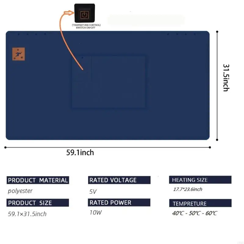 بطانية تدفئة كهربائية قابلة للنقل USB قابلة للتعديل للتحكم في درجة الحرارة وساعة من البوليستر الرقيق JOMD #6