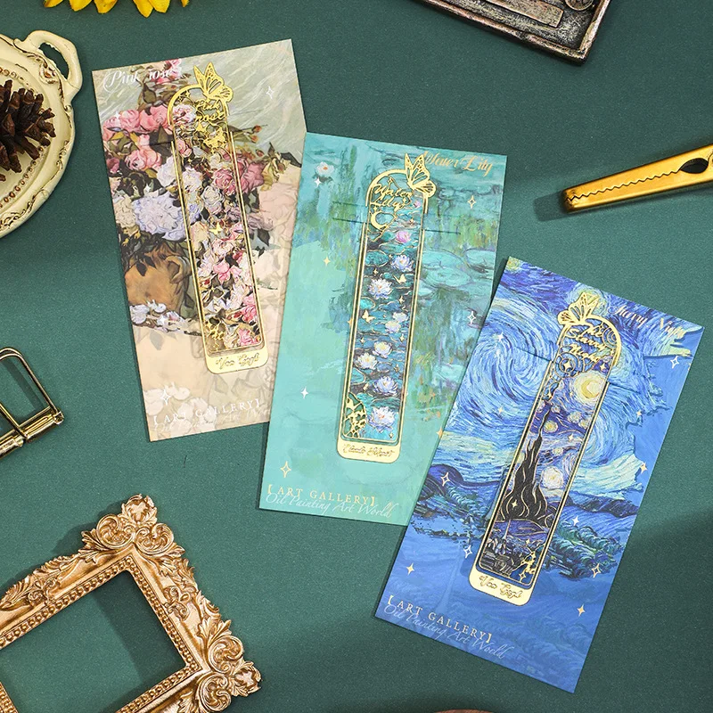 

Elegant Oil Painting Metal Bookmark with Hollow Out Art Perfect for Book Journal Gift korean stationery book marks