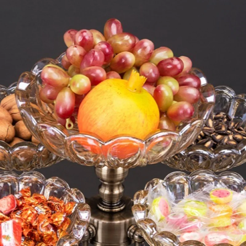 Candy Tray Luxurious Multi Layer Rotating Glass Storage Tray Elegance Decorative Trays Creative Living Room Home Accessories
