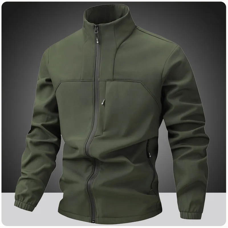 سترة رجالية ناعمة للخريف والشتاء، سترة صوفية للرجال، سترة واقية بياقة واقفة للرجال، سترة مضادة للماء، ملابس رجالية غير رسمية