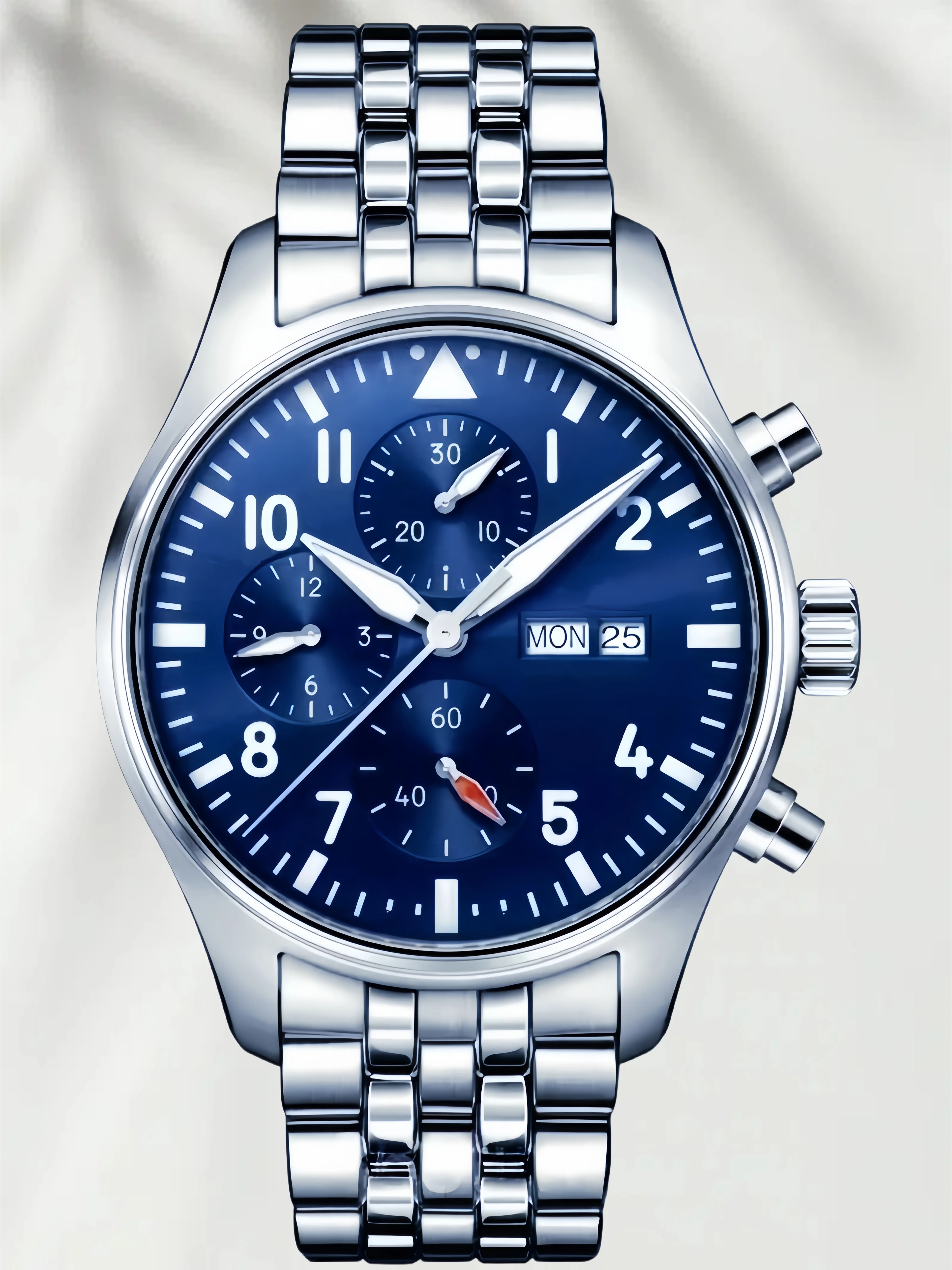 Men Pilot Chronograph Automatic Watch  Week Date Display Luminous Sports Business Male Mechanical Wrist Watch