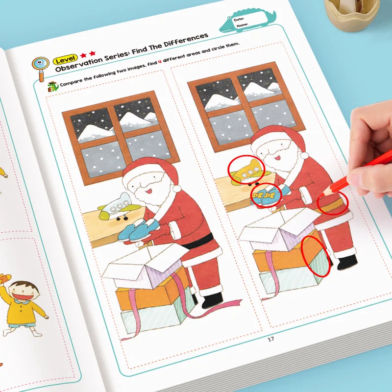 Spot The Difference Book 32 Pages Cartoon Pictures Develop Observation Fun Early Learning Activity For Toddler Educational Gift