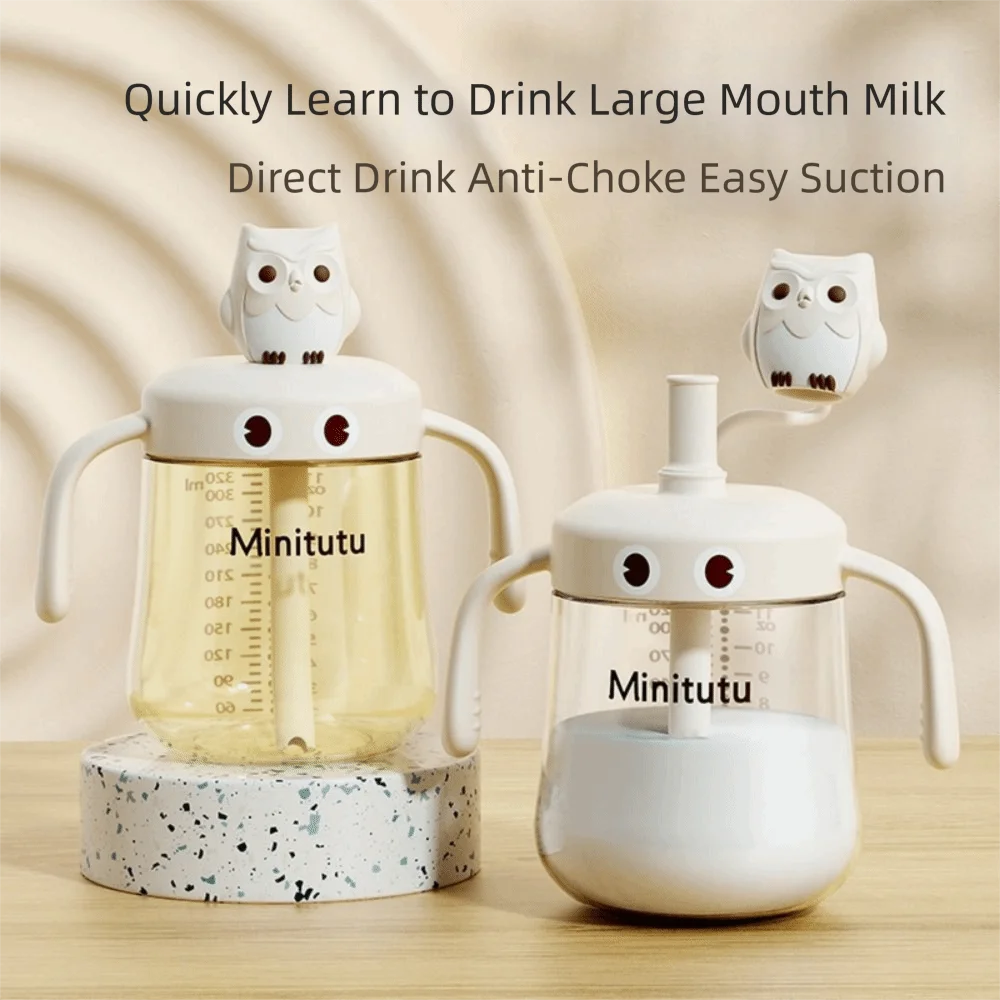 

Slow Flow Nipple Silicone Baby Bottles 320ml with Scale Water Milk Cup Reusable with Dust-proof Cover Newborn Feeding Dispenser