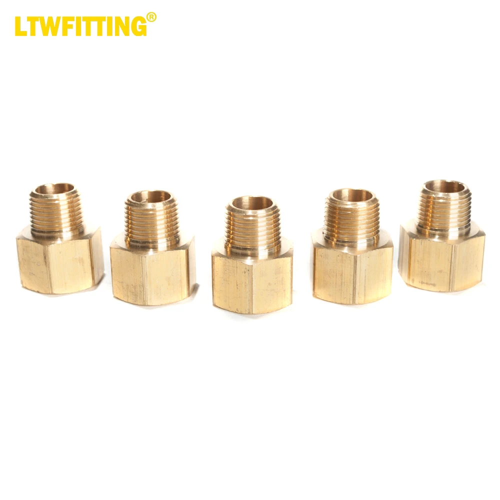 

LTWFITTING LF Brass Pipe 1/2-Inch Female x 3/8-Inch Male NPT Adapter Fuel Gas Air (Pack of 5)