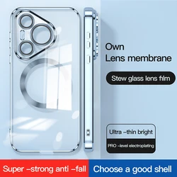 For Huawei Pura 70 P70 Pro Plus Magsafe Case Transparent Electroplating  Magnetic Wireless Charging Casing Cover Shell