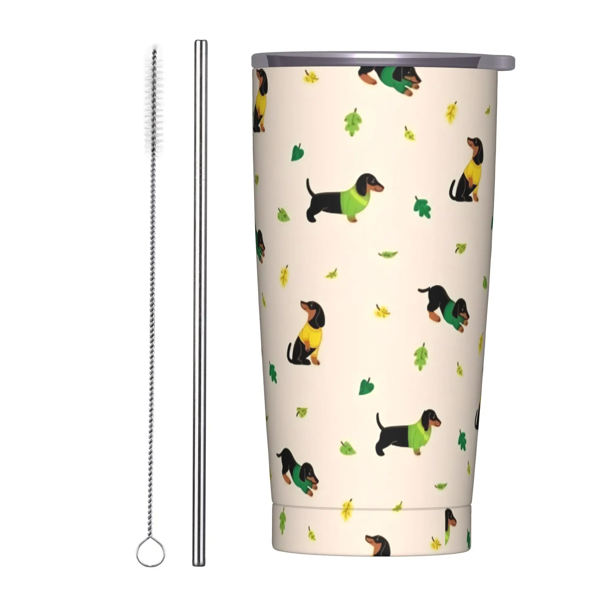 

Dachshund Insulated Tumbler with Straws Dogs Animal Stainless Steel Mug Outdoor Portable Car Bottle Cups, 20oz