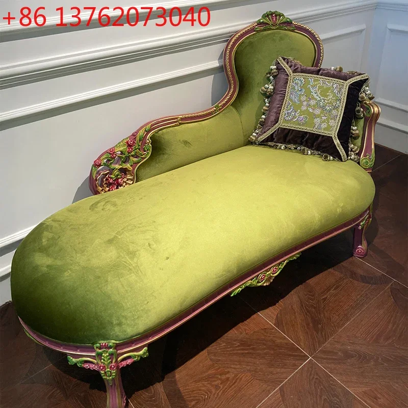 Hand-carved French aristocratic fabric Lazy sofa chair Beauty couch Leisure recliner
