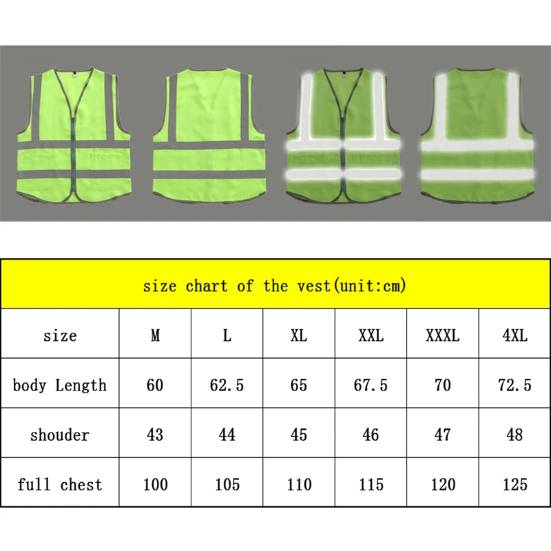 Size M-4XL Safety Vest Reflective with Pockets Hi Vis Vest Outdoor Construction Protective Workwear