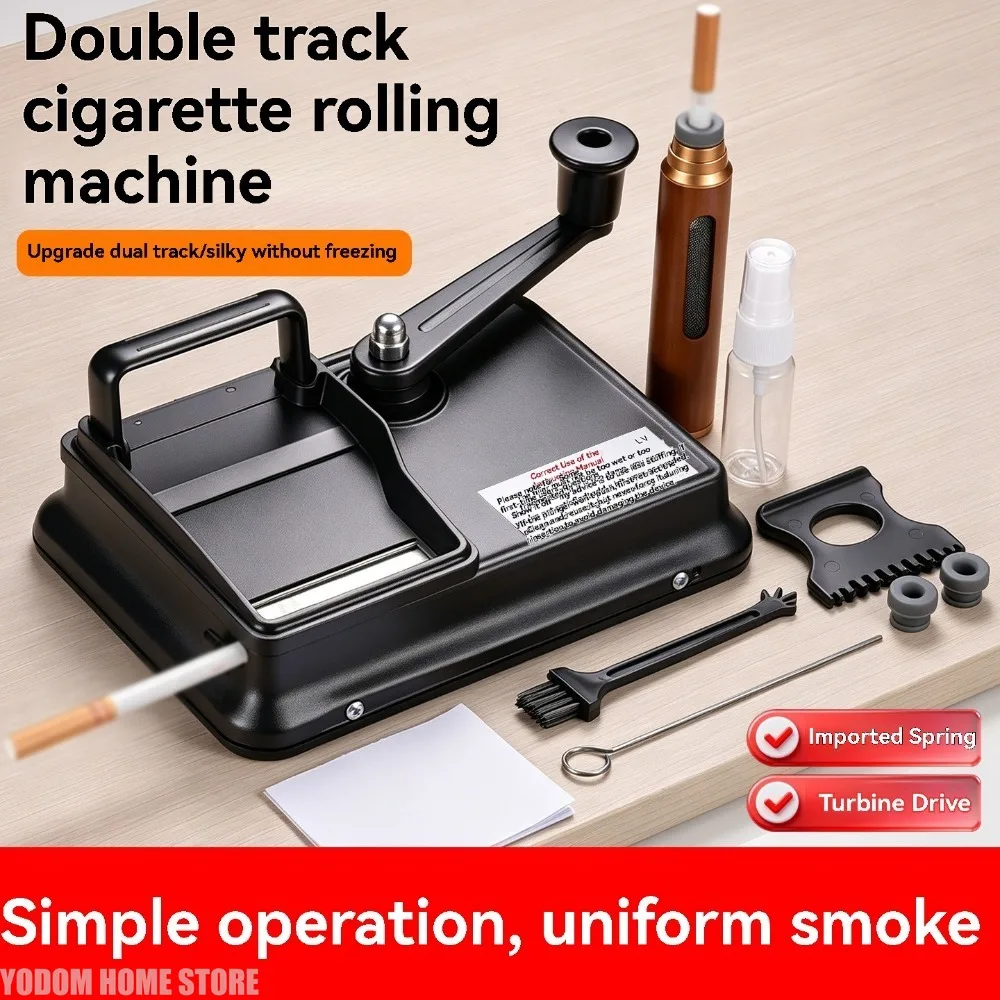Dual‑Track Thickened Manual Hand‑Crank Cigarette Rolling Machine, Fast‑Discharge Portable Tobacco Roller Smoking Tool
