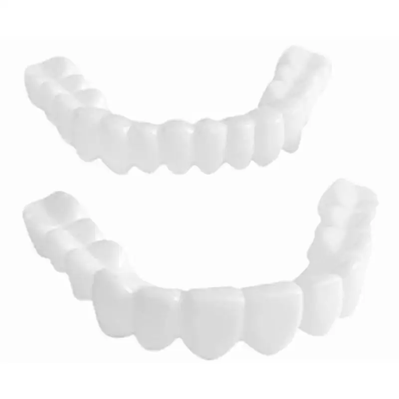 Folheados clareadores dentes para homens e mulheres, próteses temporárias, capa de dentes falsos, aparelho de imitação, sorriso perfeito, 1 par