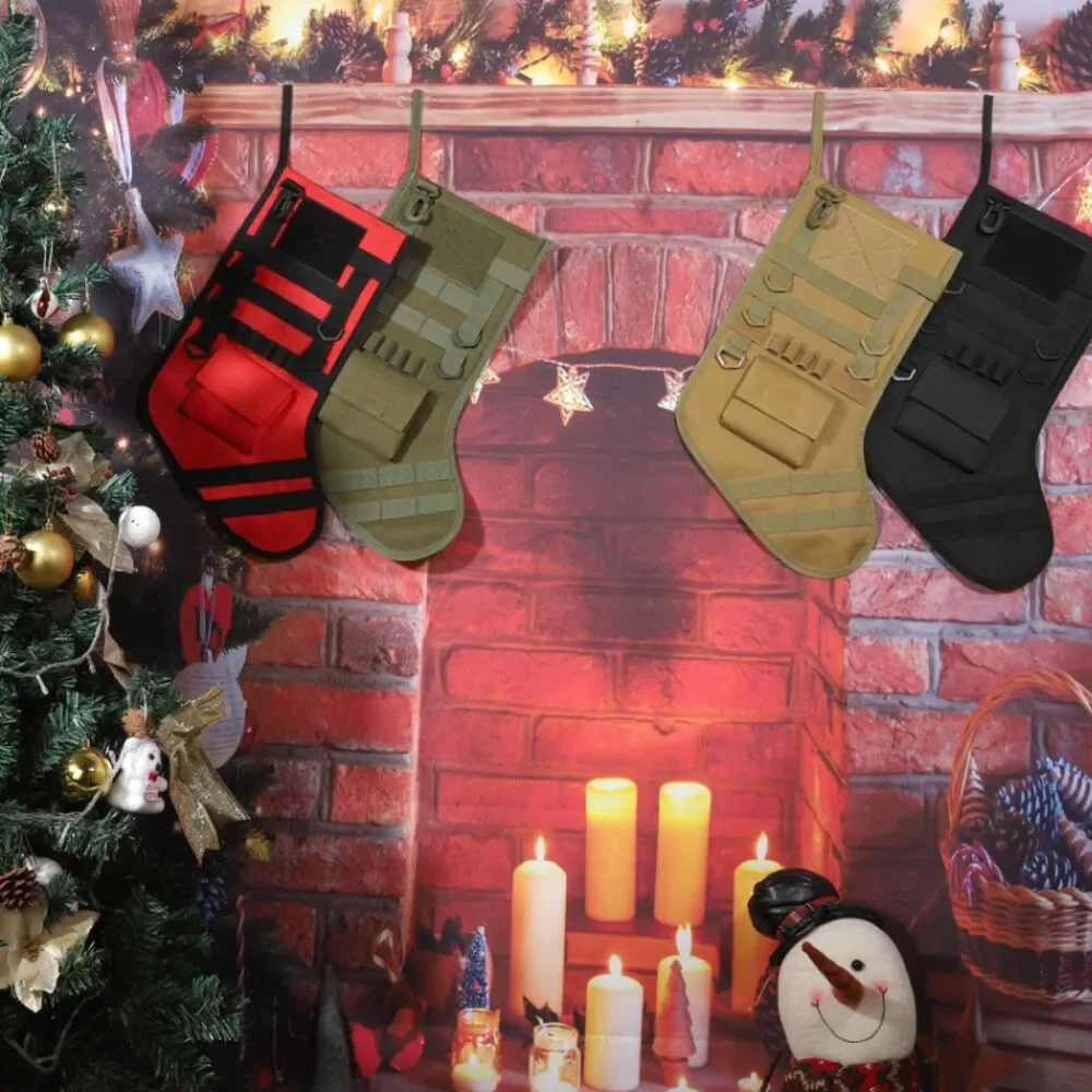 MOLLE 전술 크리스마스 양말 가방 가방 유틸리티 보관 가방 스타킹 Molle 기어 가방 덤프 파우치 크리스마스 교수형 장식품