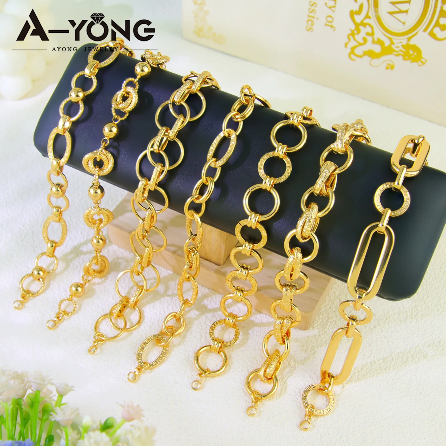 

Fashion Arabic Gold Color Bracelet 18k Gold Plated Kurdish Chunky Thick Large Link Chain Dubai Women Event Party Trendy Jewelry