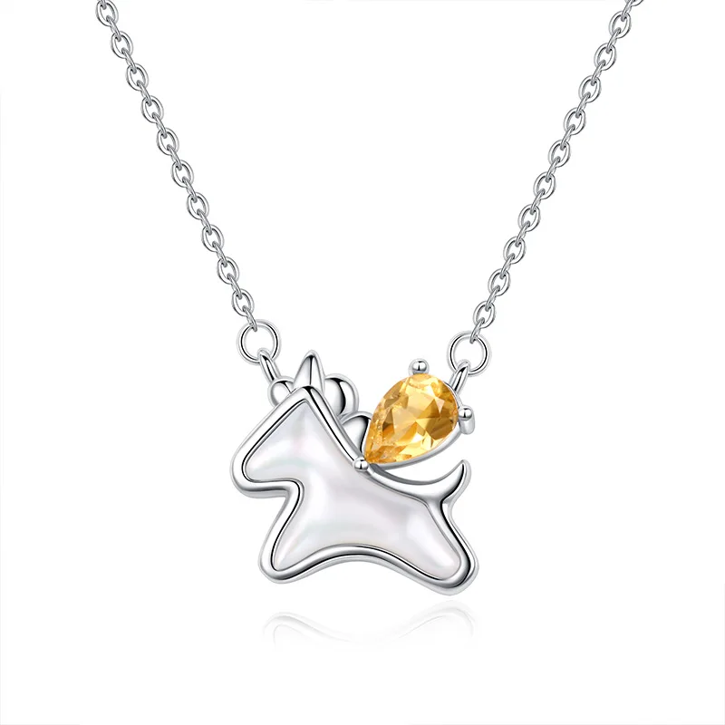 

Authentic 925 Sterling Silver Necklace Pendant for Women Topaz Citrine Garnet Amethyst Peridot Jewlery Gift Unicorn Genuine Fine