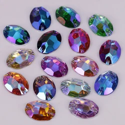 7x10mm, 11x16mm, 18x24mm Oval Colors AB Sew On Stone, Flat Back RESIN Sewing On Rhinestones for DIY Clothing Decorations