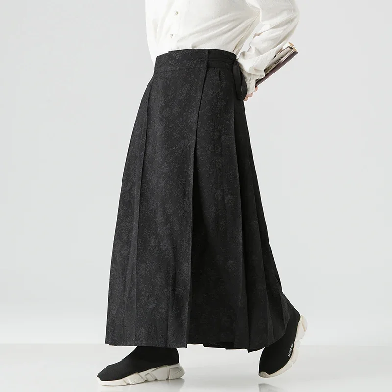 

Pop 2025 Men Wide Chinese Hanfu Harajuku Style Hakama Kimono Tang Casual Men 2025 Male Pants Trousers Uniforms Men Kendo Pants