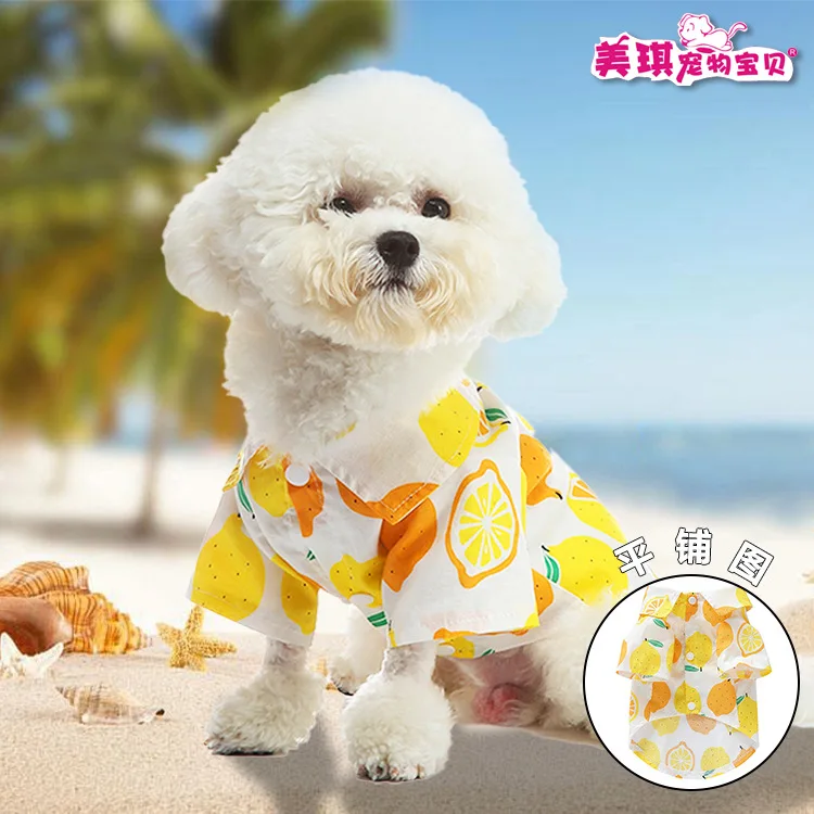 

Casual breathable thin style, spring and summer clothing, fruit style open button shirt pet clothing