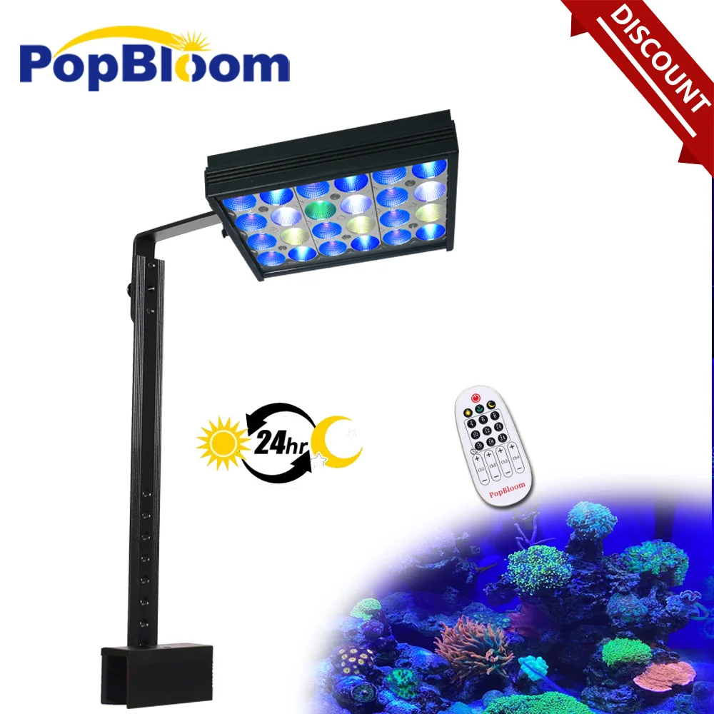 

PopBloom-Marine LED Aquarium Reef Lighting Seawater Aquarium Lamp for 30-45cm Marine Reef Growth Fish Tank Light,Sunrise,Sunset