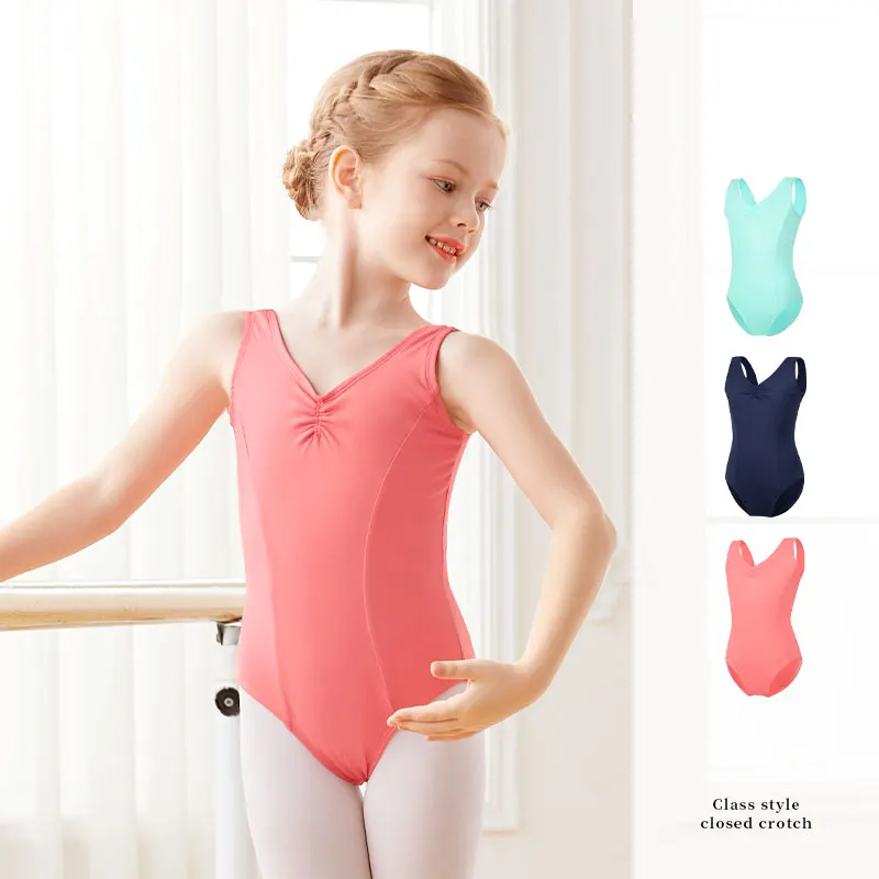 Leotardos de Ballet para niñas, leotardos sin mangas para danza gimnástica con forro completo, mono de Ballet clásico de nailon para niños, trajes de Ballet para niños