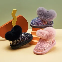 Botas Mädchen Stiefel Winters chuh Baby Schnees chuh weiche Sohle Wanders chuh Mode Prinzessin Schuh Mädchen Stiefel Plüsch Kinder schuh Baumwoll schuh Extension